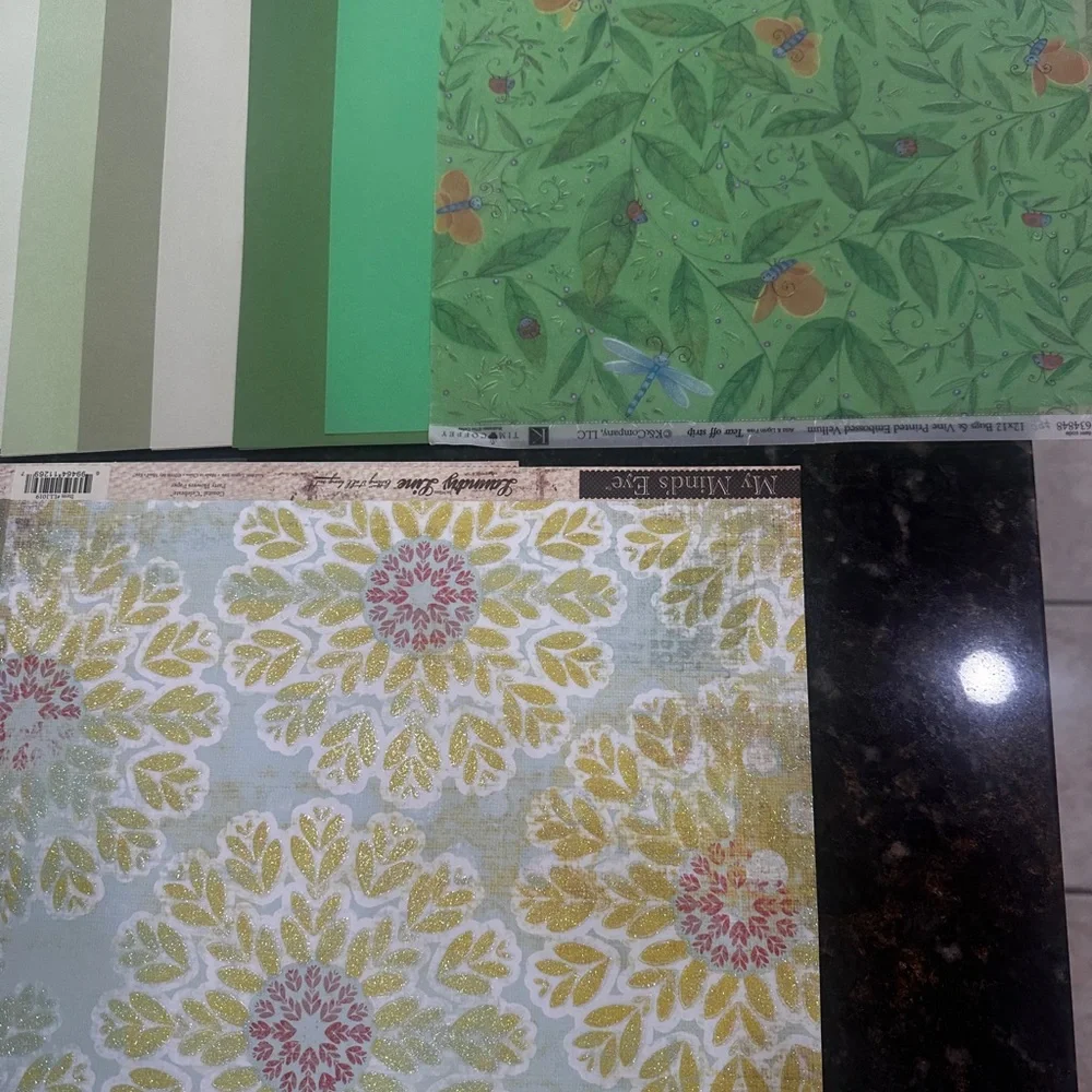 Assorted Green and Gray Patterned Paper Set - Picture 6 of 6